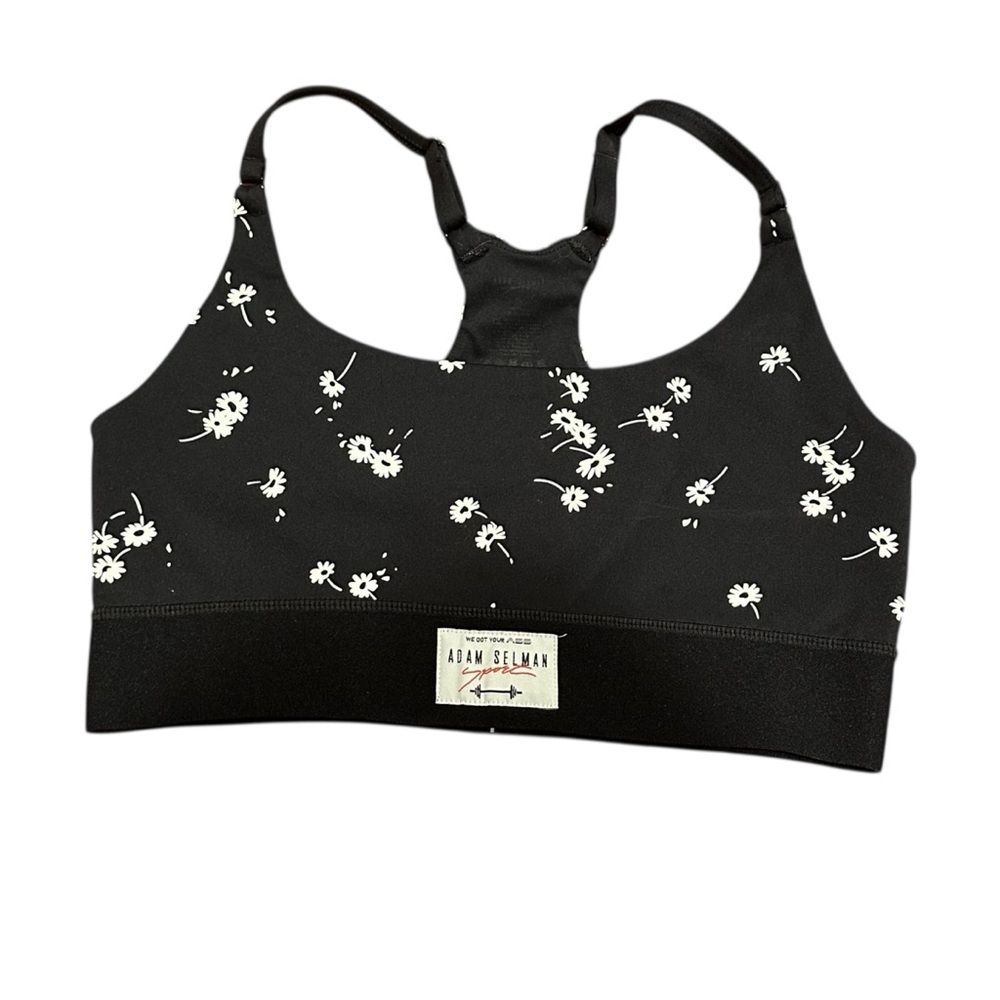 Adam Selman Sport Black White Floral Sports Bra size Small